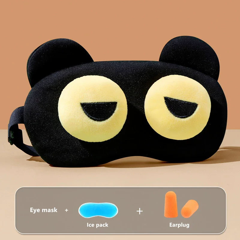 Antifaz de Ojos con Diseño de Oso Adorable, Bloqueador de Luz, Transpirable, para Viajes, Protección Ocular, Compresa Fría/Caliente