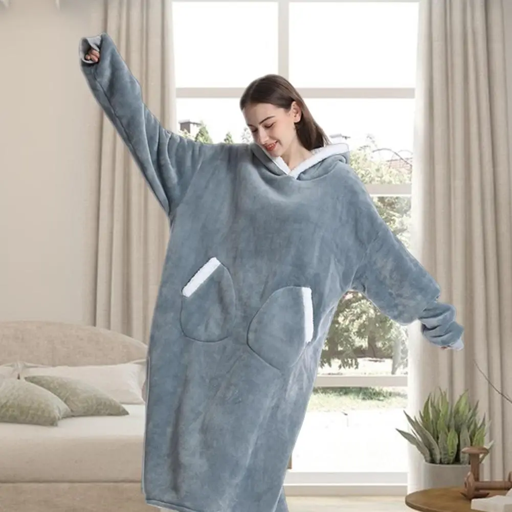 Manta Ponible Extra Grande para Adultos, Sudadera con Capucha, Manta Abrazable, Ropa de Invierno para Interiores con Mangas