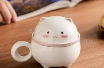 Taza de cerámica con forma de gato con infusor para té y tapa