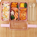 Tupper de 3 pisos con cuchara y tenedor (bento)