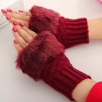 Guantes sin dedos (mitones) de piel de conejo de imitación