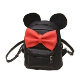 Mochila de piel de la Minnie negra con lazo rojo