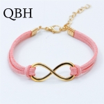 Pulseras de colores con símbolo de infinito dorado