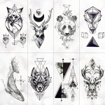 Tatuajes temporales pequeños de líneas geométricas (tipo calcomanía)