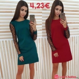 Preciosos vestidos con mangas transparentes con topos