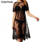 Vestido transparente de encaje muy barato